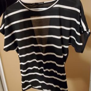 Black striped back cut out night out shirt
